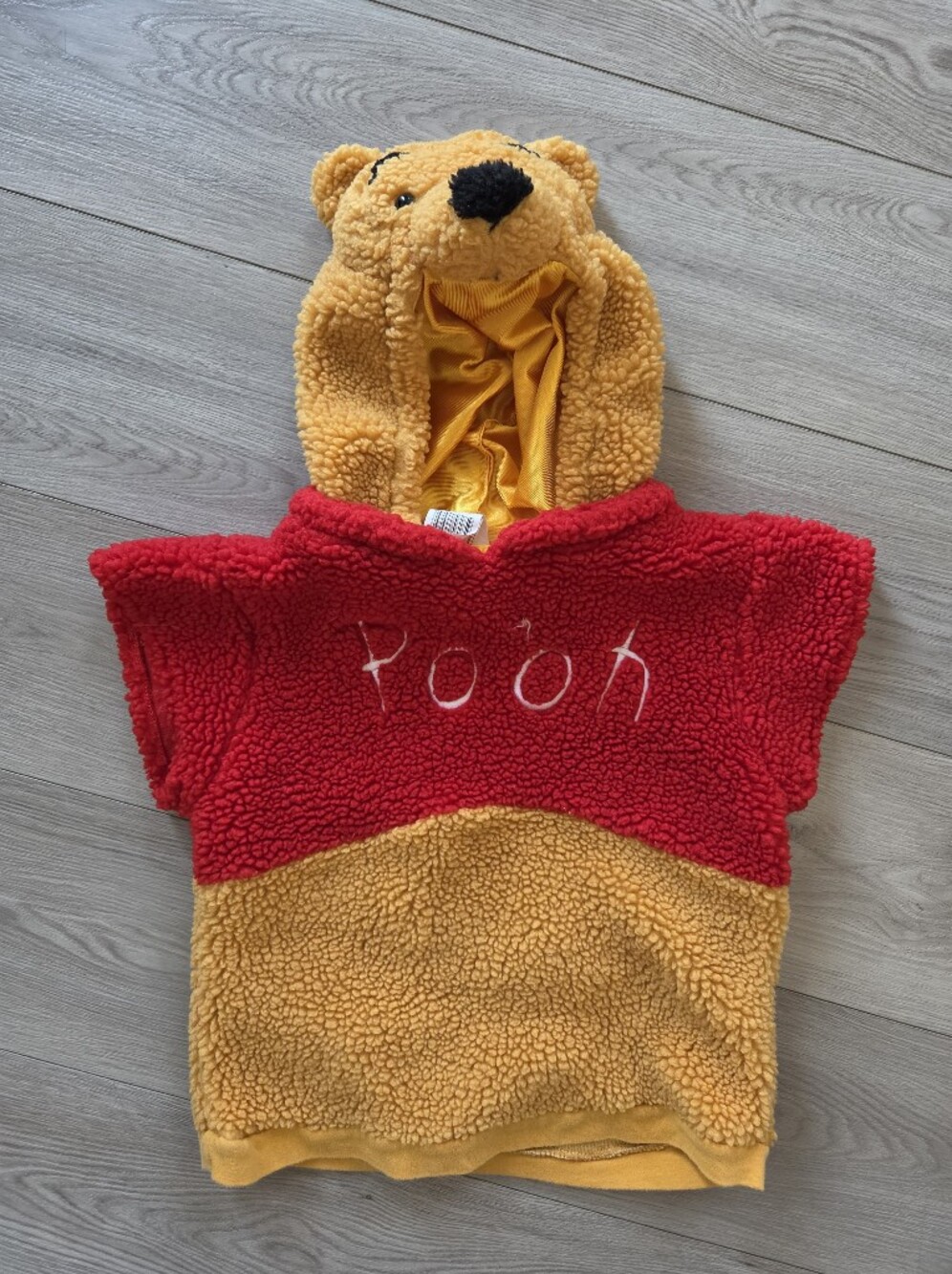 Vintage Disney Store Winnie the Pooh Plush Fleece Hooded Vest Costume 3T 4T
